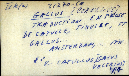 Traduction en prose de Catulle, Tibulle et Gallus - UPUTNICA