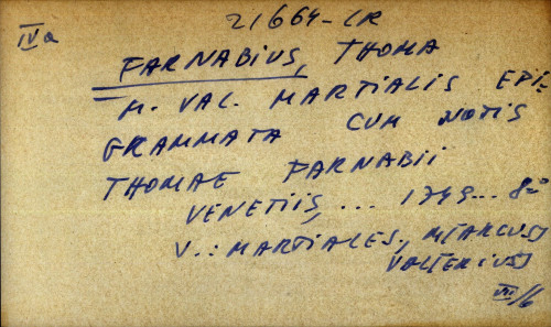 M. Val. martialis epigrammata cum notis Thomae Farnabii - UPUTNICA