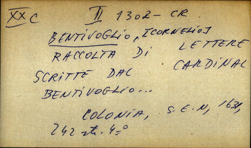 Raccolta di lettere scritte dal cardinal Bentivoglio