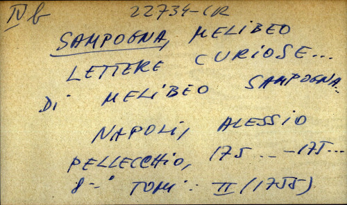 Lettere curiose ... di Melibeo Sampogna...