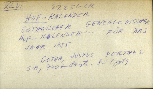 Gothaischer genealo gischer hof-kalender .... fur das jahr 1855