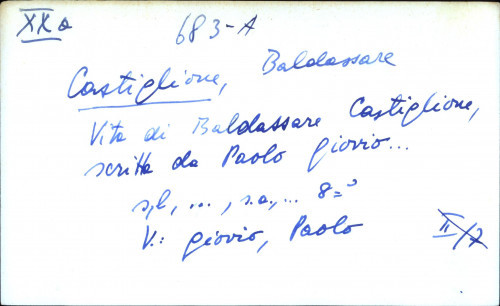 Vita di Baldassar Castiglione scritta da Paolo Giorio  - UPUTNICA
