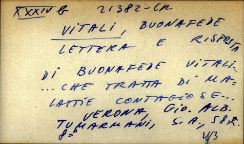 Lettera e risposta di Buonafede Vitali...che tratta di malattie contagiose...