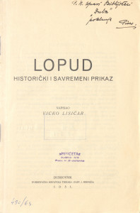 Lopud : historički i savremeni prikaz / napisao Vicko Lisičar