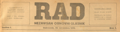 Rad (1919. - 1922.)