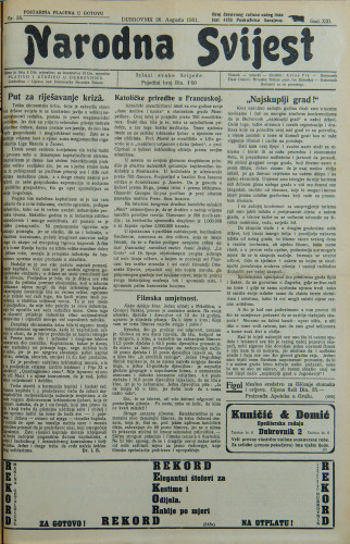 Narodna svijest, 1931/35