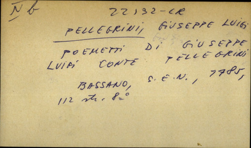 Poemetti di Giuseppe Luigi conte Pellegrini.