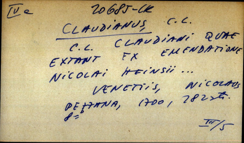 C. L. Claudiani quae extant ex emendatione Nicolai Heinsii...