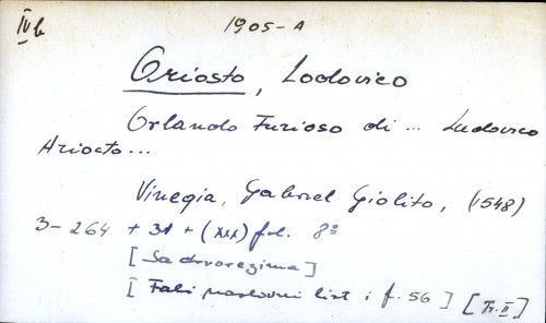 Orlando Furioso di ... Ludovico Ariosto
