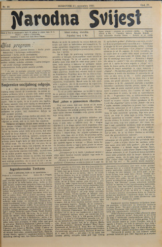 Narodna svijest, 1922/46