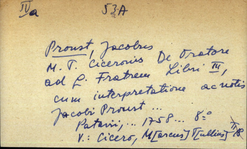 M. T. Ciceronis De Oratore ad Q. Fratrem Libri III, cum interpretatione ac notis Jacobi Proust ... - uputnica
