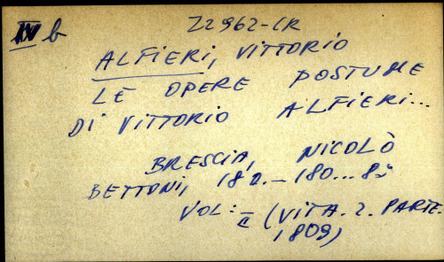 Le opere postume di Vittorio Alfieri