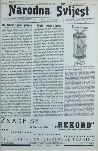 Narodna svijest, 1934/39