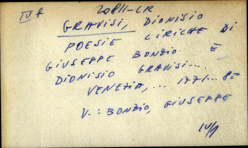 Poesie liriche di Giuseppe Bonzio e Dionisio Gravisi - UPUTNICA