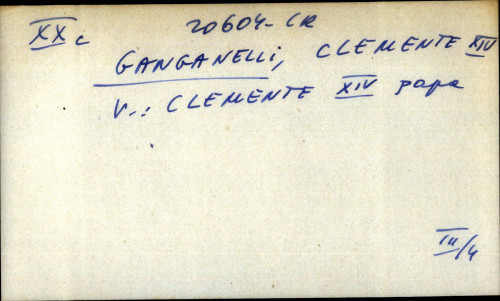 Ganganelli, Clement XIV - uputnica