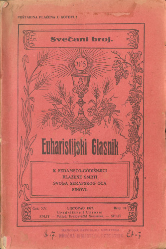 Euharistijski glasnik/listopad 1927. - svečani broj