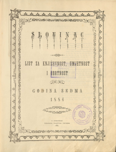 Slovinac 1884/kazalo