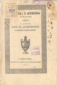 Diana, i Armida : pjesanzi / slosceni po gosparu Givu Fr. Gundulichja, vlastelinu dubrovackomu