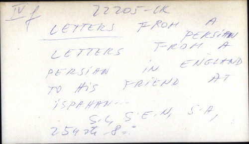 Letters from a Persian in England to his friend at Ispahan