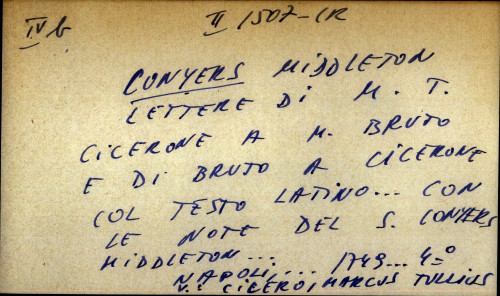 Lettere di M. T. Cicerone a M. Bruto e di Bruto a Cicerone col testo latino... con le note del S. Conyers Middleton... - uputnica