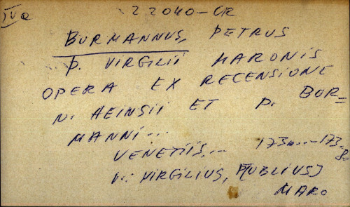 P. Virgilii Maronis opera ex recensione P. Heinsii et P. Burmanni - UPUTNICA