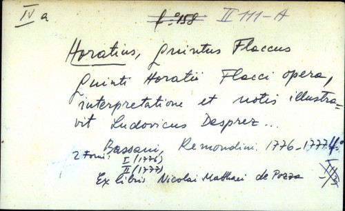 Quinti Horatii Flacci opera, interpretatione et notis illustravit Ludovicus Desprez ...