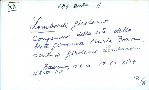 Compendio della vita della beata Goprama Maria Bonomi ... scritto da Girolamo Lombardi ...
