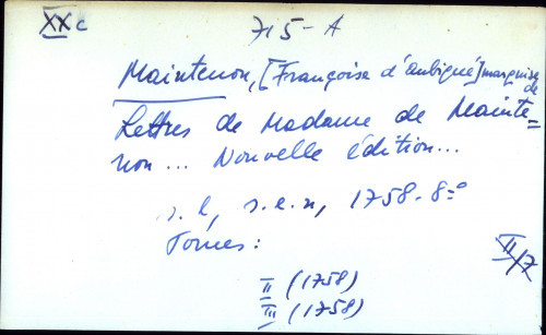 Lettres de Madame de Maintenon ... Nouvelle edition ...