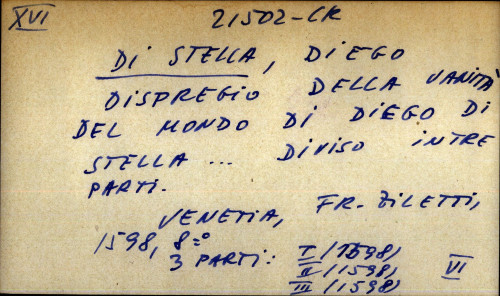 Dispregio della vanita del mondo di Diego Di Stella ... diviso intreparti