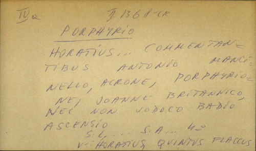 Horatius… commentantibus Antonio Mancinello, Acrone, Porphyrione, Joanne Britannico, nec non Jodoco Badio Ascensio