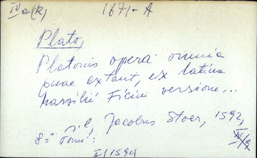 Platonis opera omnia quae extant, ex latina Marsilii Ficini versione ...