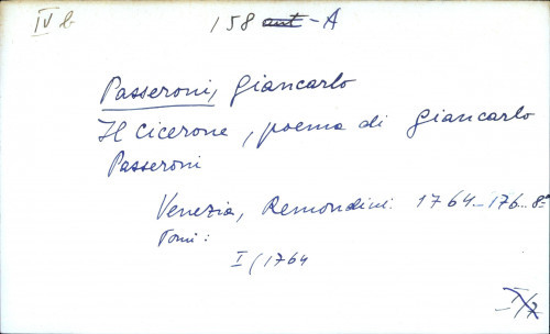 Il Cicerone, poema di Giancarlo Passeroni.