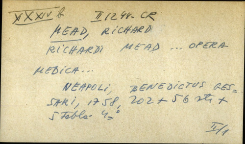 Richardi Mead ... opera medica ...