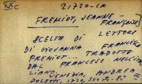 Scelta di lettere di Giovanna Francesca Fremiot ... tradotte dal francese nell' italiano