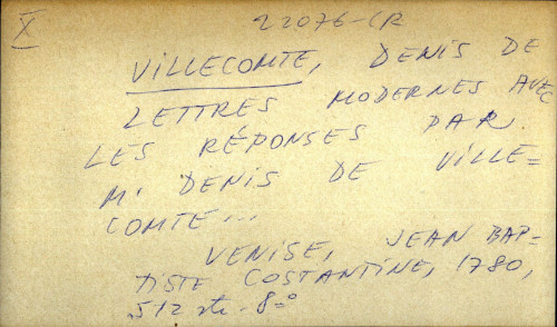 Lettres modernes avec les reponses par m. Denis de Villecomte...