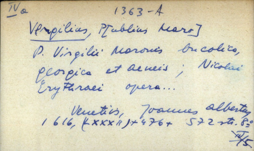 P. Virgilii Maronis Bucolica, Georgica, et Aeneis; Nicolai Erythraei opera ...