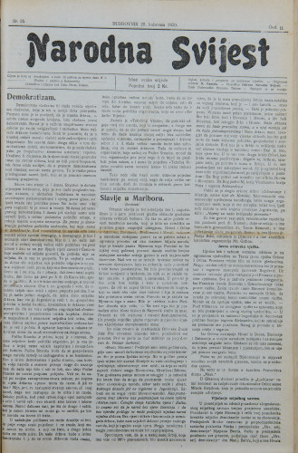 Narodna svijest, 1920/35