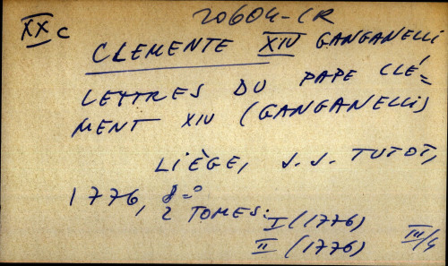 Lettres du pape Clement XIV (Ganganelli)