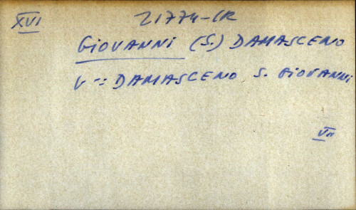 Giovanni (s.) Damasceno - UPUTNICA