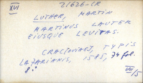 Martinus Lauter eiusque levitas.