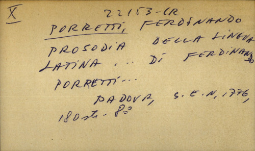 Prosodia della lingua latina... di Ferdinando Porretti…