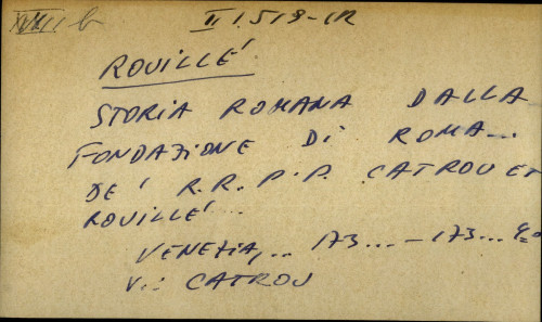 Storia Romana dalla fondazione di Roma... De' R. R. P. P. Catrou et Rouille - uputnica