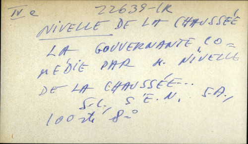 La gouvernante comedie par M. Nivelle de La Chaussee ...