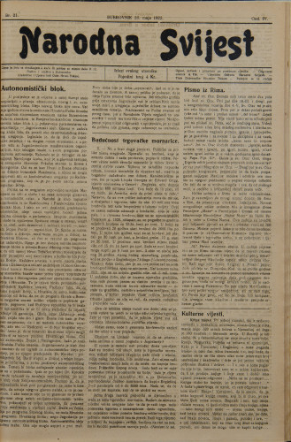 Narodna svijest, 1922/21