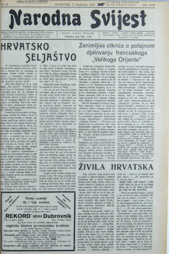 Narodna svijest, 1936/45