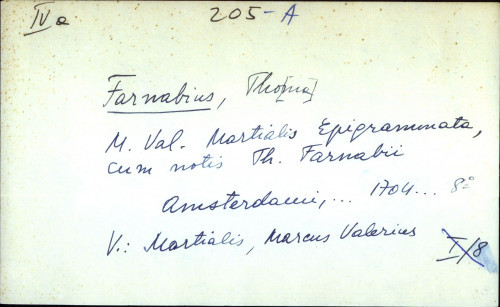 M. Val. Martialis Epigrammata, cum notis Th. Farnabii - UPUTNICA