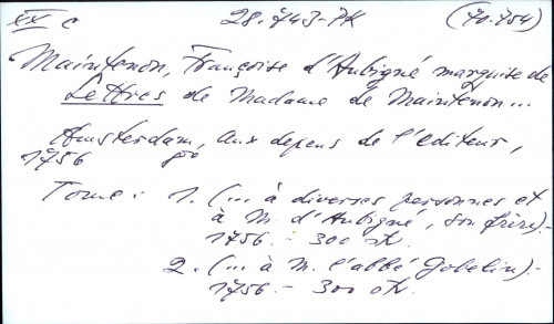 Lettres de Madame de Maintenon ...
