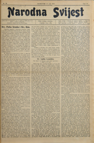 Narodna svijest, 1922/28