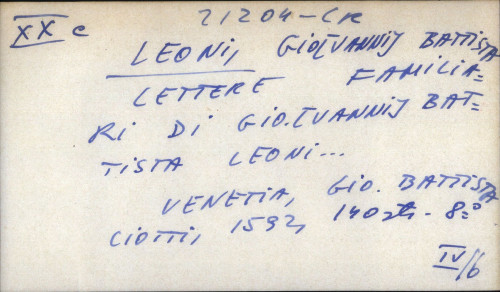 Lettere familiari di Gio[vanni] Battista Leoni