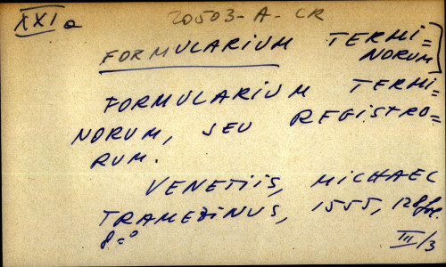 Formularium terminorum, seu registrorum